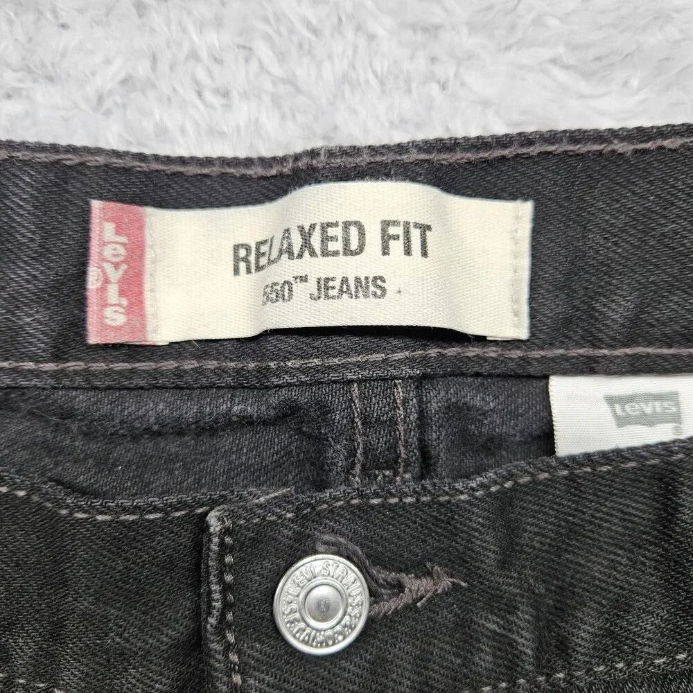 Levi's Mens Black 550 Jeans Relaxed 40x32 Made In USA Casual Neutral